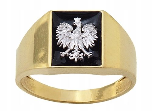 1517 Masywny złoty sygnet Orzeł godło Polski 585